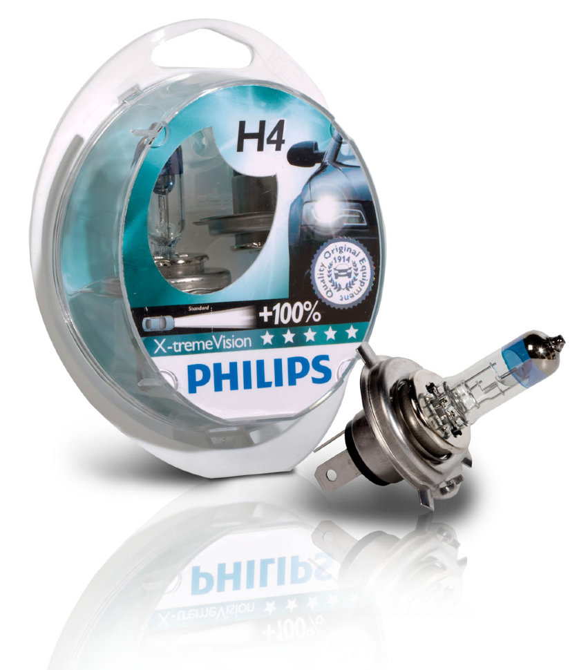 Галогенные автолампы Philips H4 X-treme Vision (Twin Blister)