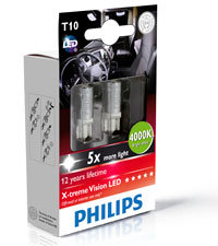 Автомобильные светодиоды PhilipsX-tremeVision LED 4000K W5W T10(W2.1x9,5d) 24930