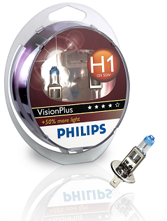 Галогенные автолампы Philips H1 Vision Plus (Twin Blister)